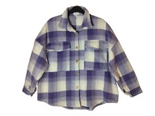 In The Style Purple & White Checked Shacket Jacket Size 16
