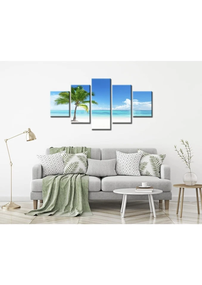 Тропический пляж картина настенный декор океан настенное искусство пальма дерево холст печать картина - Изображение 2 из 2