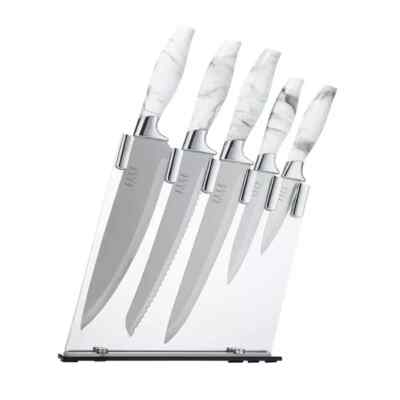 5-Piece Professional Kitchen Knife Set Marble Handles & Chrome Finish