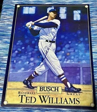 Ted Williams Signed Busch Beer Poster  Boston Red Sox Autograph w/Coa