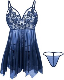 Women's Lace Sexy Babydoll Nightdress G-string Underwear Sleepwear Lingerie Set