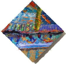 ORIGINAL OIL█PAINTING█VINTAGE█NEW█ART█SIGNED '23 UNIQUE ABSTRACT CONTEMPORARY AN