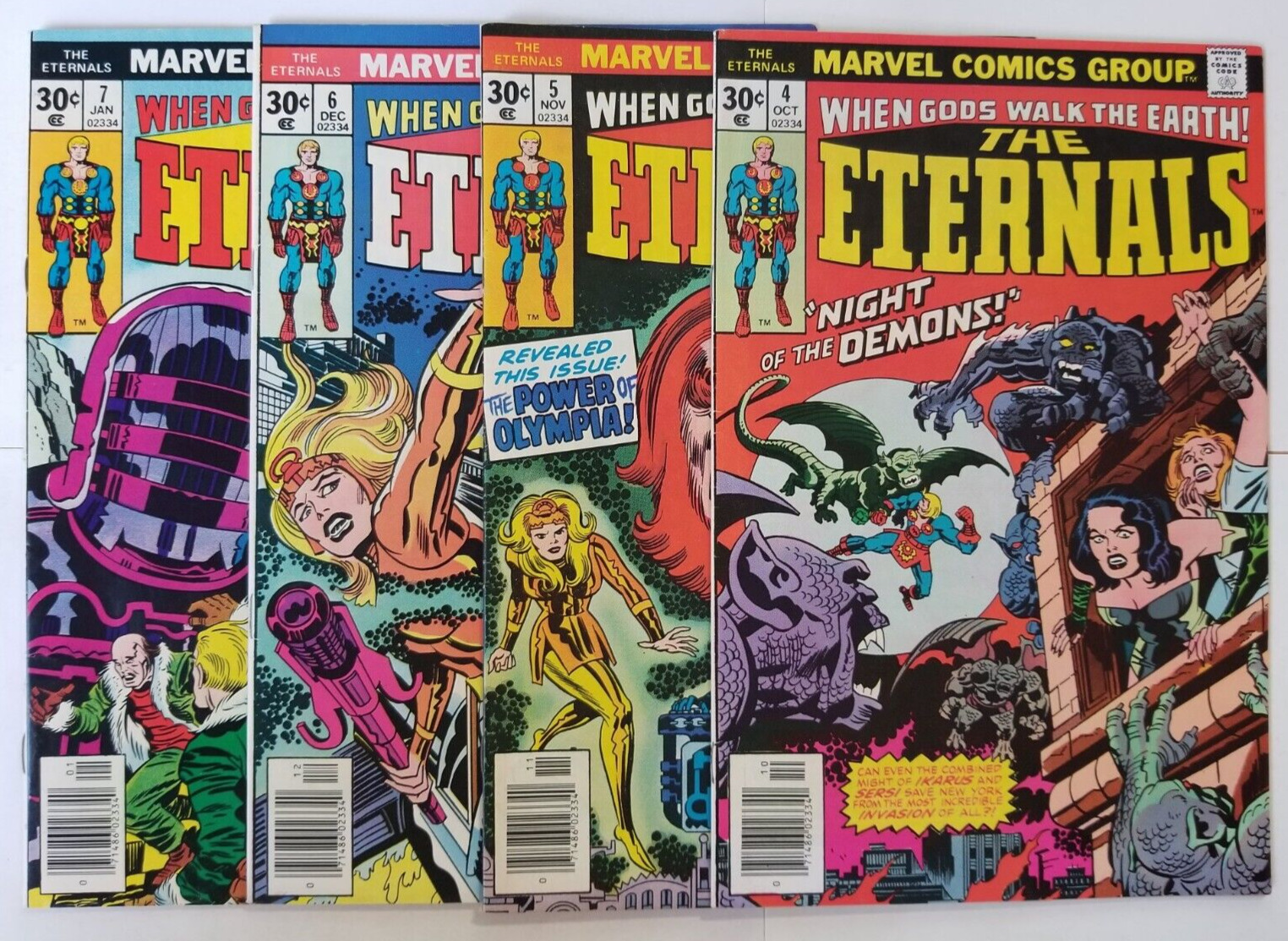 The Eternals issues #4, 5, 6, 7 VF (1976, Marvel lot) 1st Makkari, Thena, Eson