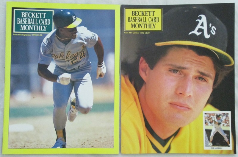 2 Issue Lot Sep & Oct 1990 Beckett Baseball Monthly, R. Henderson & J. Canseco
