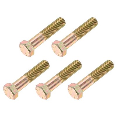 Hex Bolts (7/16-20x2'') 5 Pcs, Zinc Plated Fully Threaded, Yellow Green