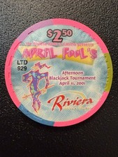 Las Vegas Casino Chip $2.50 Riviera Ltd 929 Afternoon Blackjack Tournament 2001