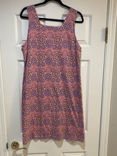 Fresh Produce Bright Coral Cotton  Print Sleeveless Square Neck Dress L NWT $69