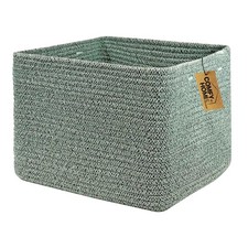 13.5x11x9.5 Inch Square Woven Cotton Rope Basket Empty Gift Bins Organizer