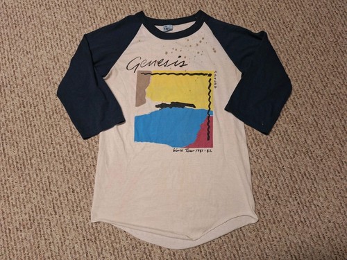 Vintage 1981 80s Art Genesis Abacab Phil Collins Tour Raglan Shirt Tour Band