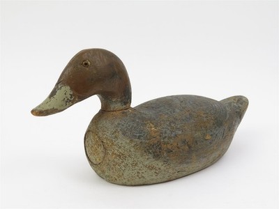 Vintage Hand Carved & Hand Painted Wooden Blue Bill Duck Decoy 17'' Long x 7.75''