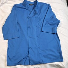 Double Breasted Chef Works Blue Short Sleeve Chef Coat with Button Closure 3XL