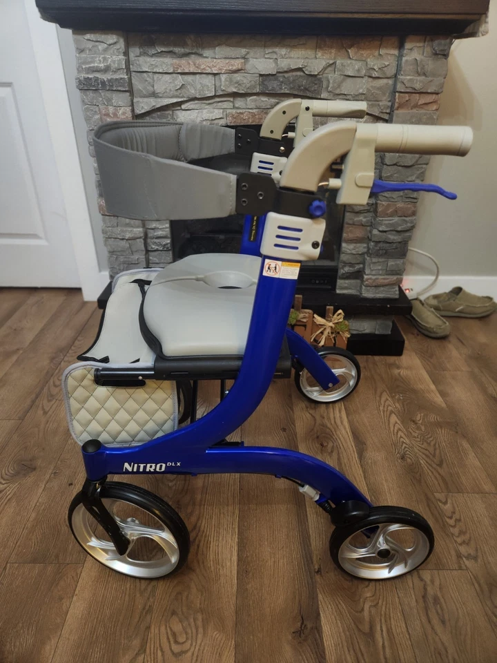 Drive Medical RTL10266BL-HS Nitro DLX Foldable Rollator Walker with Seat, Blue - Image 2 of 4