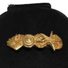 1928 Jewelry Beach Seashell Coral Starfish Gold Tone Hair Barrette France