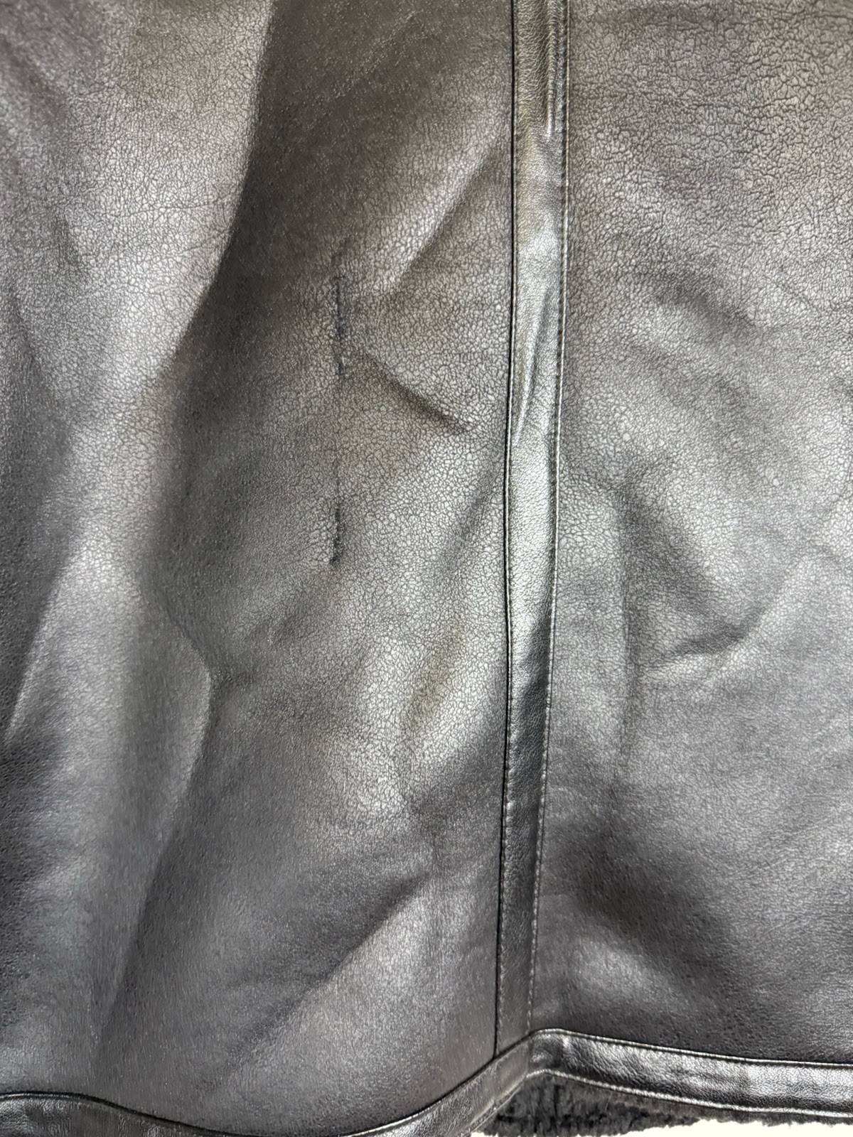 ZARA Men’s Black Faux Shearling Leather Jacket Aviator Bomber L NWT image 5