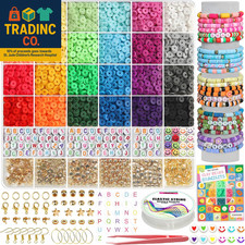 6000 PCS Clay Beads Bracelet Making Kit,24 Color DIY Flat Preppy Beads for Frien