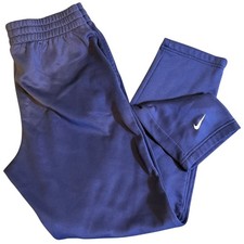Nike Youth XL Nike Therma Fit Warm Ups Sweatpants Blue Fleece Drawstring Waist
