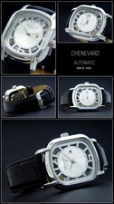 Swiss Made Carica Manuale Orologio Skelleton Chenevard Dal 1928 Acciaio Tonneau