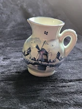 Rare Bud Vase Delft Blauw Miniature Ceramic Pitcher Regina515 3" Holland Blu/Wht