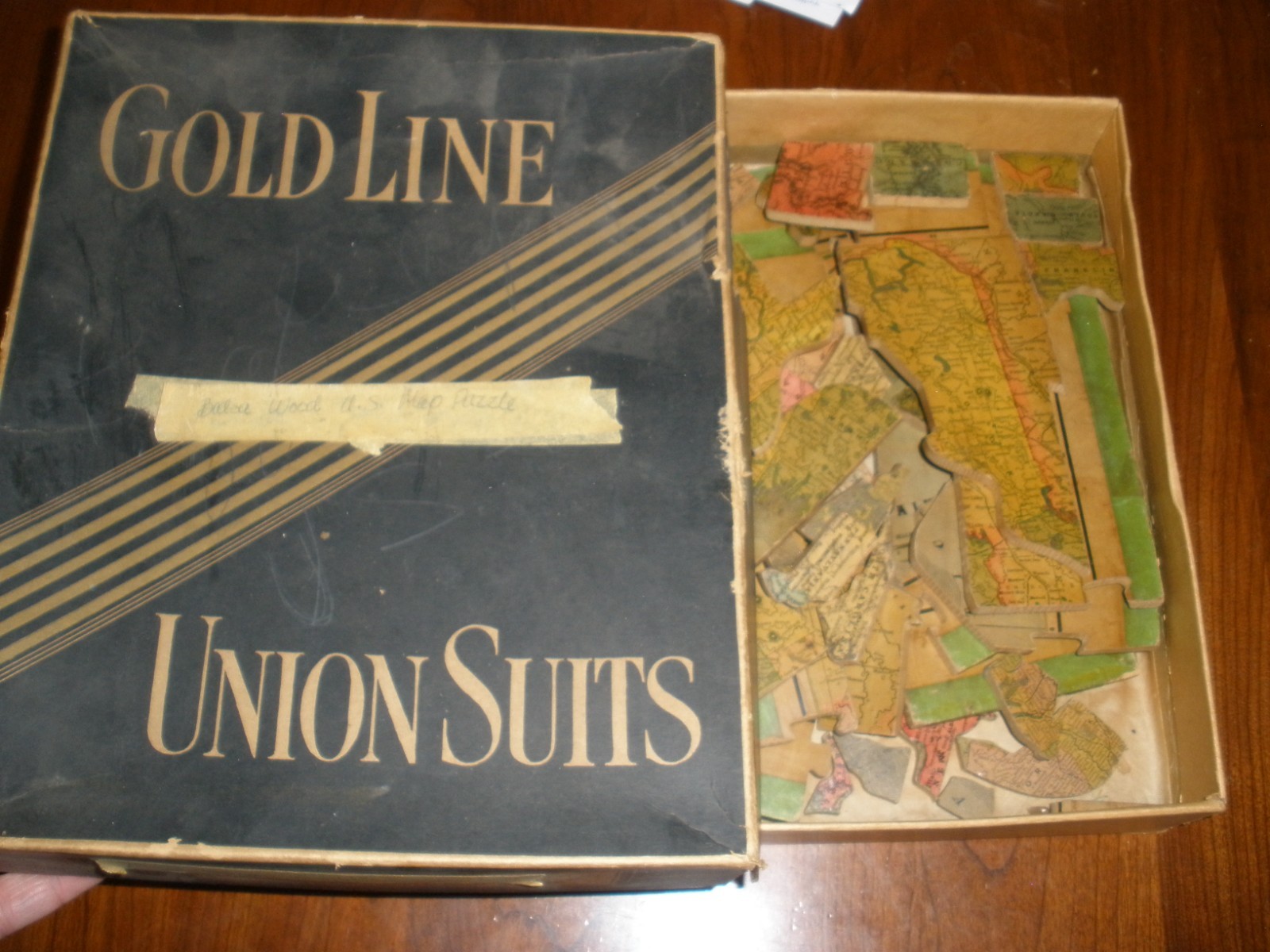 Antique Puzzle 1883 Double Sided Balsa Wood 1 Piece Missing USA & Maine