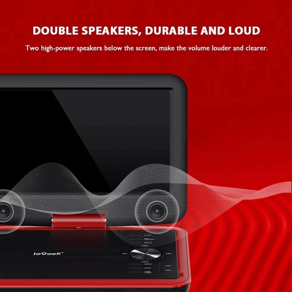 ieGeek Portable DVD Player with SD Card/USB Port,5 Hours Rechargeable Battery - Image 4 of 4