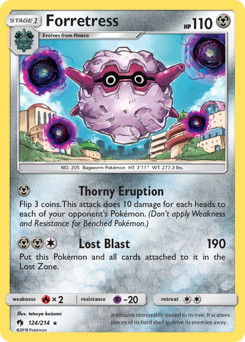 Forretress 124/214 Lost Thunder Pokemon Card NM Reverse Holo