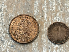 1934 DEUTSCHES REICHS PFENIG MÜNZE & 1956 DIEZ CENTAVOS MÜNZE