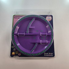 Constructive Eating Fairy Garden Purple Divided Child Plate NO UTENSILS