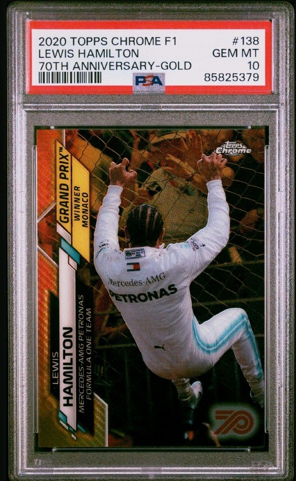 2020 Topps Chrome Formula 1 Lewis Hamilton 70th Anniversary Gold