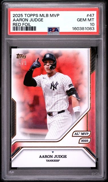 2025 Topps MLB MVP Aaron Judge #47 Red Foil /5 PSA 10 Pop 1 (TH