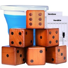 3.5" Giant Wooden Yard Dice Set - Large Lawn Yatzee with Scoreboard - Outdoor...