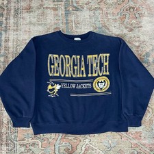 Vintage Georgia Tech Yellow Jackets Sweatshirt Large Hanes Boxy See Measurements
