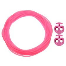 Hollow Pipe Rubber Cords with 2-Hole Plastic Cord Locks for DIY, Light Fuchsia