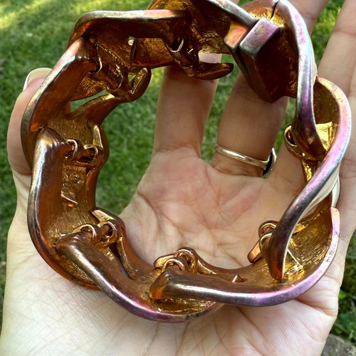 Vintage Banana Republic Women's Cream Enamel Gold Tone Chunky Chain Bracelet - Picture 4 of 5