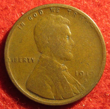1919 S Lincoln Wheat Cent/Penny - AG About Good - Actual Coin B829
