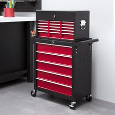 Rolling Tool Chest Lockable Roller Cabinet 14Drawers Workshop Storage Organizer