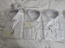 Lot 3 Suitsupply Traveller Shirt White Cutaway Slim Fit US Pima Cotton 37 14.5