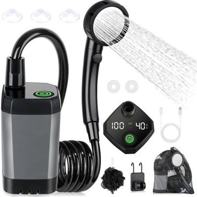 Camping Dusche Wasserpumpe Tragbar 6000mAh Outdoor Set mit LED, 4 Modi, Wasse...