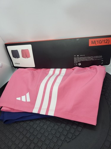 NEW Girl's Adidas 2 Pack Active Shorts Pink Blue Size Medium 10 - 12 - Picture 2 of 3