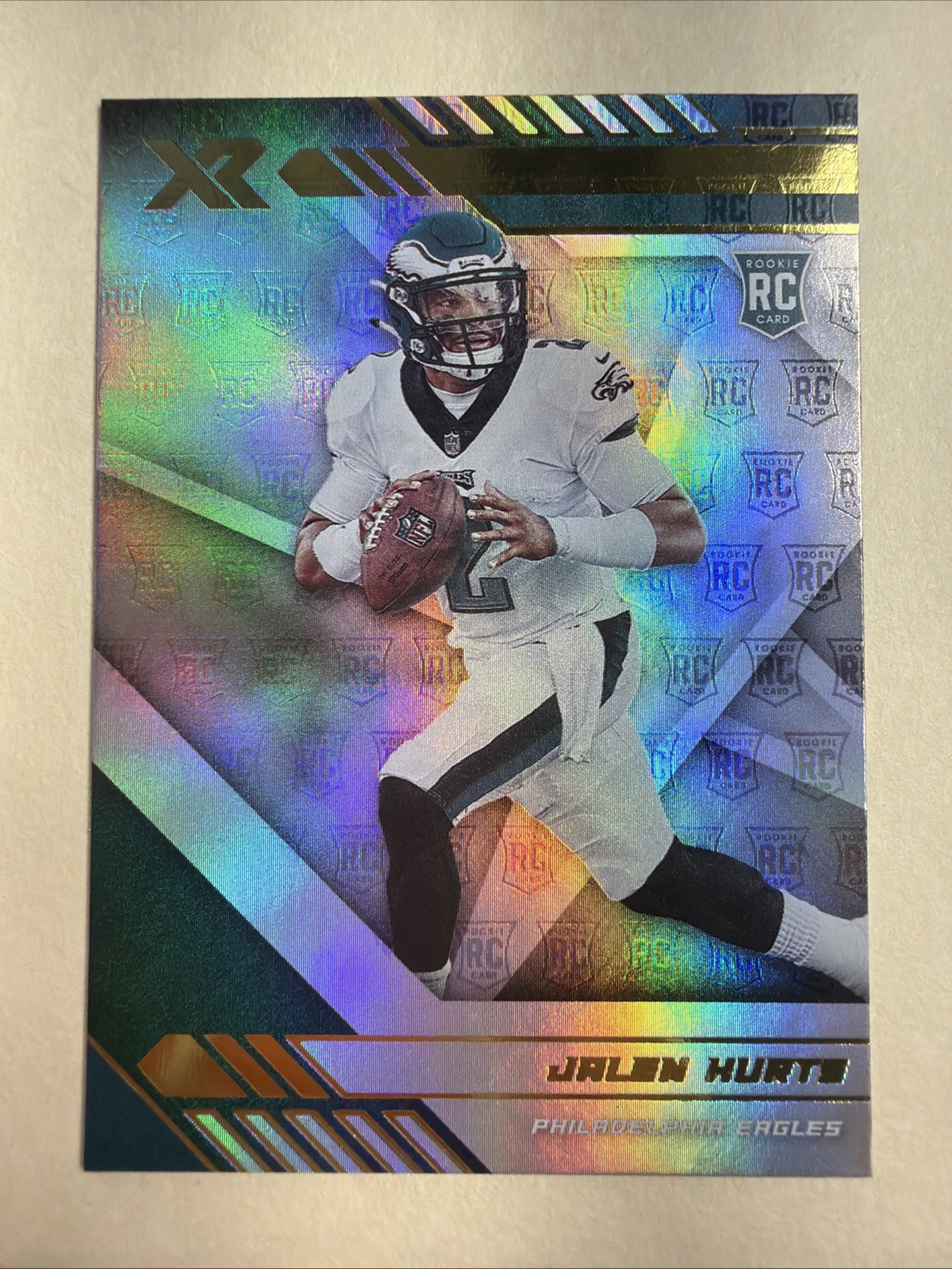 Jalen Hurts 2020 Panini XR Rookie Holo Refractor Clean #114 Eagles RC Logo