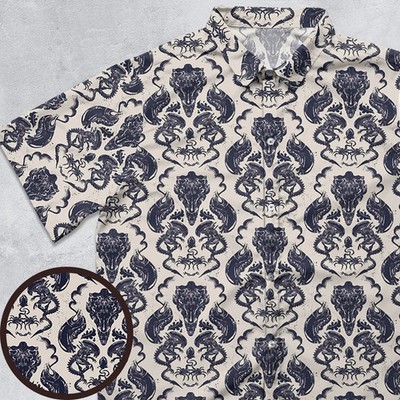 Alien Xenomorph Pattern Button Down Shirt