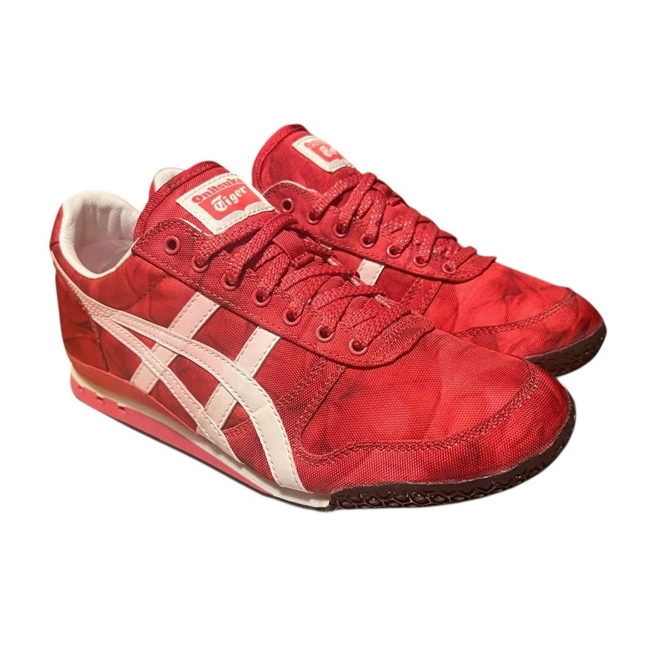 Tênis Onitsuka Tiger México 66 vermelho/rosa branco tie-dye náilon atlético tamanho 8.5 - Imagem 2 de 4