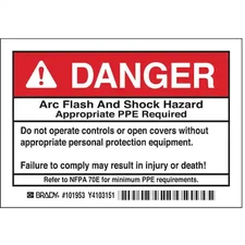 Brady 101953 Arc Flash Protection Label, Pk5,  101953