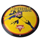 Vintage Conoco Gasoline Porcelain Sign - Wolverine X-Men Comics Gas Pump Sign