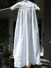 ANTIQUE CHRISTENING GOWN BABY OR DOLL AYRSHIRE EMBROIDERY 38 1/2" L