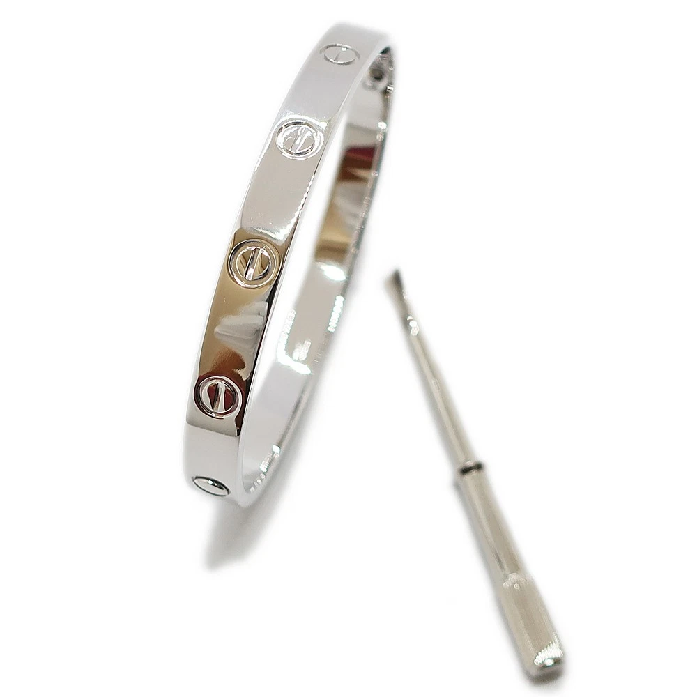 Bracciale Cartier Love Oro Bianco 18 K Gioielli Donna Autentico Misura #17 #00282