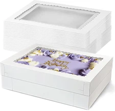 12 PCS 12X8X4 Inch Cake Boxes with Window White Bakery Boxes Large Treat Box for