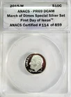 2015-P Proof Roosevelt Dime ANACS PR69 DCAM #GA6-114