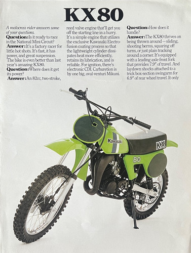 1980 Kawasaki KX80 double-sided sales brochure-literature KX 80