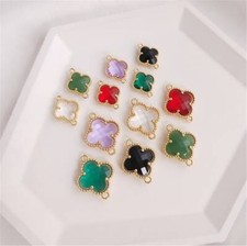 10pcs CZ Pave Four Leaf Clover Charm,Cubic Zirconia Flower Pendant,Zircon Floral