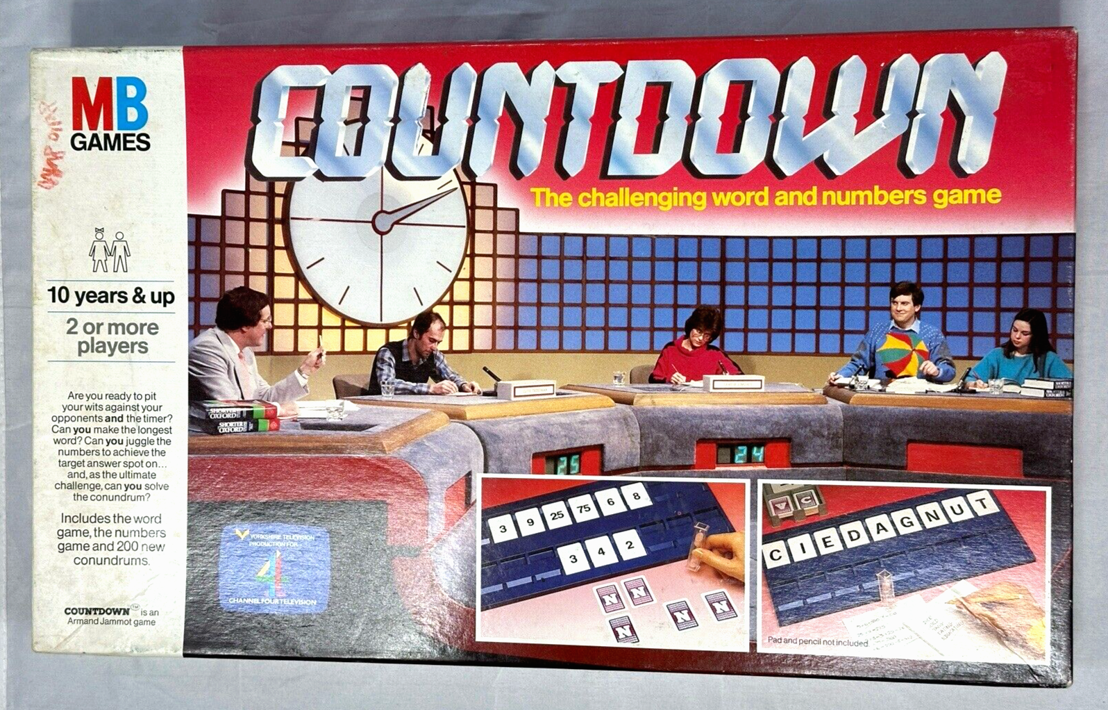 Vintage Countdown Board Game 1986 Red Box Words And Numbers MB Games See Desc